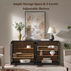 Morden Fort Buffet Bas Blanc 2 Portes, Meuble de Rangement Modulable, Console avec Portes Arquées Symétriques pour Salle à Manger, Salon