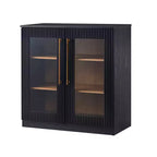 Morden Fort Buffet Bas Blanc 2 Portes, Meuble de Rangement Modulable, Console avec Portes Arquées Symétriques pour Salle à Manger, Salon