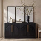 Morden Fort Buffet Bas Blanc 2 Portes, Meuble de Rangement Modulable, Console avec Portes Arquées Symétriques pour Salle à Manger, Salon
