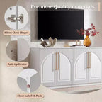 Morden Fort Buffet Bas Blanc 2 Portes, Meuble de Rangement Modulable, Console avec Portes Arquées Symétriques pour Salle à Manger, Salon