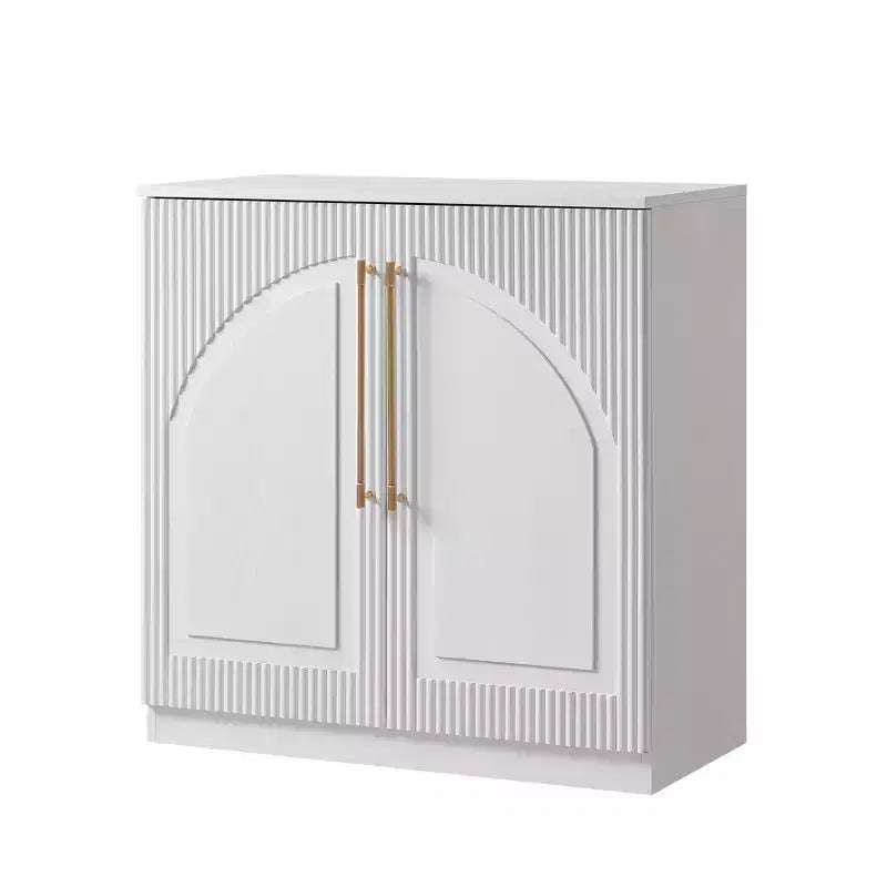 Morden Fort Buffet Bas Blanc 2 Portes, Meuble de Rangement Modulable, Console avec Portes Arquées Symétriques pour Salle à Manger, Salon
