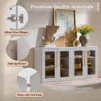 Morden Fort Buffet Bas Blanc 2 Portes, Meuble de Rangement Modulable, Console avec Portes Arquées Symétriques pour Salle à Manger, Salon