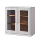 Morden Fort Buffet Bas Blanc 2 Portes, Meuble de Rangement Modulable, Console avec Portes Arquées Symétriques pour Salle à Manger, Salon