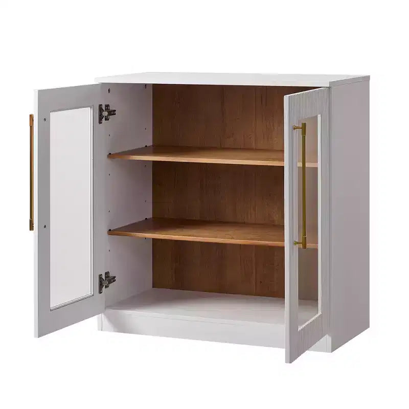 Morden Fort Buffet Bas Blanc 2 Portes, Meuble de Rangement Modulable, Console avec Portes Arquées Symétriques pour Salle à Manger, Salon