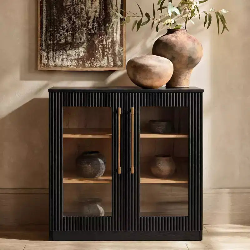Morden Fort Buffet Bas Blanc 2 Portes, Meuble de Rangement Modulable, Console avec Portes Arquées Symétriques pour Salle à Manger, Salon