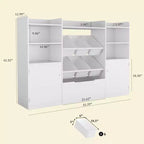 Meuble de rangement blanc pour enfants avec portes, organisateur de jouets en bois pour salle de jeux, étagère à livres et casiers de rangement pour jouets pour tout-petits