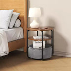 Table d'appoint ronde compacte à 3 niveaux avec sac de rangement, table d'appoint vintage de 60 cm pour salon, chambre et petits espaces