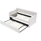 Lit de repos simple avec lit gigogne, canapé-lit en velours avec ports USB et poches latérales pour salon, chambre, chambre d'amis - ModernLuxe