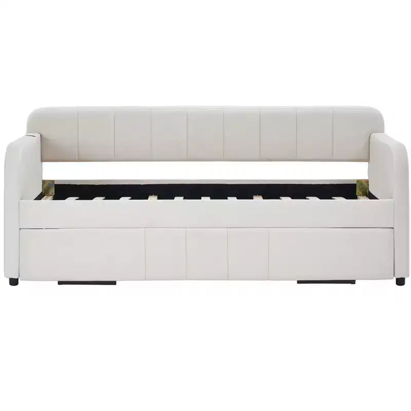 Lit de repos simple avec lit gigogne, canapé-lit en velours avec ports USB et poches latérales pour salon, chambre, chambre d'amis - ModernLuxe