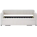 Lit de repos simple avec lit gigogne, canapé-lit en velours avec ports USB et poches latérales pour salon, chambre, chambre d'amis - ModernLuxe