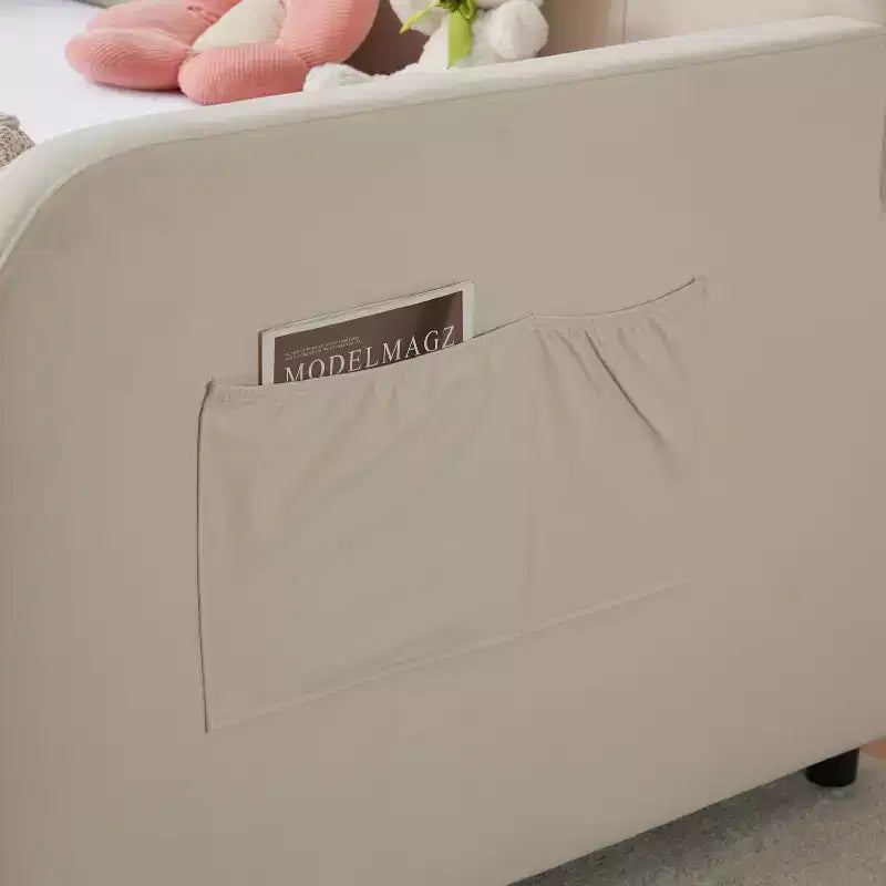 Lit de repos simple avec lit gigogne, canapé-lit en velours avec ports USB et poches latérales pour salon, chambre, chambre d'amis - ModernLuxe