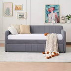 Lit de repos simple avec lit gigogne, canapé-lit en velours avec ports USB et poches latérales pour salon, chambre, chambre d'amis - ModernLuxe