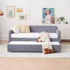 Lit de repos simple avec lit gigogne, canapé-lit en velours avec ports USB et poches latérales pour salon, chambre, chambre d'amis - ModernLuxe