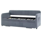 Lit de repos simple avec lit gigogne, canapé-lit en velours avec ports USB et poches latérales pour salon, chambre, chambre d'amis - ModernLuxe
