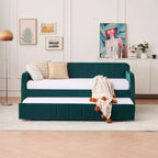 Lit de repos simple avec lit gigogne, canapé-lit en velours avec ports USB et poches latérales pour salon, chambre, chambre d'amis - ModernLuxe