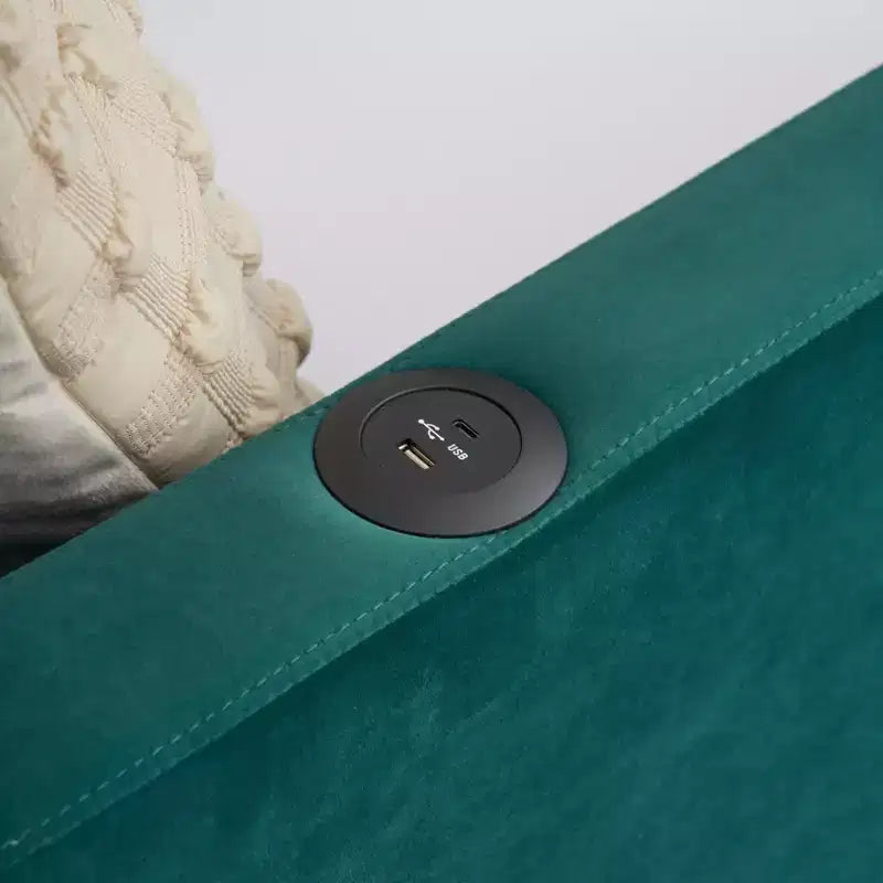 Lit de repos simple avec lit gigogne, canapé-lit en velours avec ports USB et poches latérales pour salon, chambre, chambre d'amis - ModernLuxe
