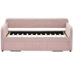 Lit de repos simple avec lit gigogne, canapé-lit en velours avec ports USB et poches latérales pour salon, chambre, chambre d'amis - ModernLuxe