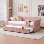 Lit de repos simple avec lit gigogne, canapé-lit en velours avec ports USB et poches latérales pour salon, chambre, chambre d'amis - ModernLuxe