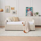 Lit de repos simple avec lit gigogne, canapé-lit en velours avec ports USB et poches latérales pour salon, chambre, chambre d'amis - ModernLuxe