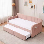 Lit de repos simple avec lit gigogne, canapé-lit en velours avec ports USB et poches latérales pour salon, chambre, chambre d'amis - ModernLuxe