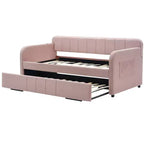 Lit de repos simple avec lit gigogne, canapé-lit en velours avec ports USB et poches latérales pour salon, chambre, chambre d'amis - ModernLuxe