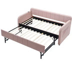 Lit de repos simple avec lit gigogne, canapé-lit en velours avec ports USB et poches latérales pour salon, chambre, chambre d'amis - ModernLuxe