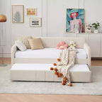Lit de repos simple avec lit gigogne, canapé-lit en velours avec ports USB et poches latérales pour salon, chambre, chambre d'amis - ModernLuxe