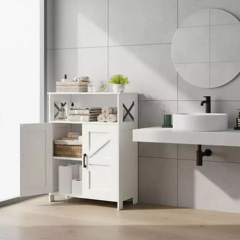 Meuble de salle de bain de ferme Dcolora avec 2 portes et étagères réglables