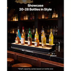 Étagère de présentation de bouteilles d'alcool lumineuse à LED VEVOR, 2 niveaux 101,6 cm, compatible USB, présentoir lumineux en acrylique pour bar à domicile avec télécommande RF et contrôle par application, noir+blanc