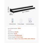 Étagère de présentation de bouteilles d'alcool lumineuse à LED VEVOR, 2 niveaux 101,6 cm, compatible USB, présentoir lumineux en acrylique pour bar à domicile avec télécommande RF et contrôle par application, noir+blanc