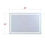 Miroir de salle de bain mural SUMERAIN 48x32 incassable, antibuée, avec éclairage LED intelligent ETL