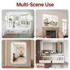 Miroir de salle de bain mural SUMERAIN 48x32 incassable, antibuée, avec éclairage LED intelligent ETL