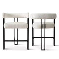 Set of 8 Modern Counter Height Upholstered Bar Stools, Boucl Counter Stools with Metal Legs, 24 Seat Height Kitchen Island Chairs-Panipeachy