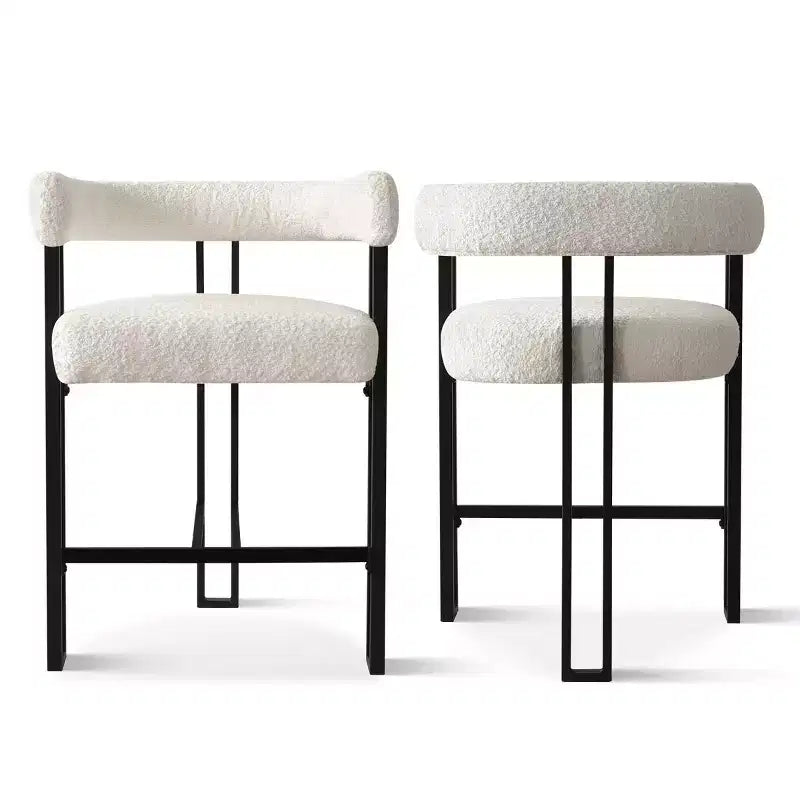 Set of 8 Modern Counter Height Upholstered Bar Stools, Boucl Counter Stools with Metal Legs, 24 Seat Height Kitchen Island Chairs-Panipeachy
