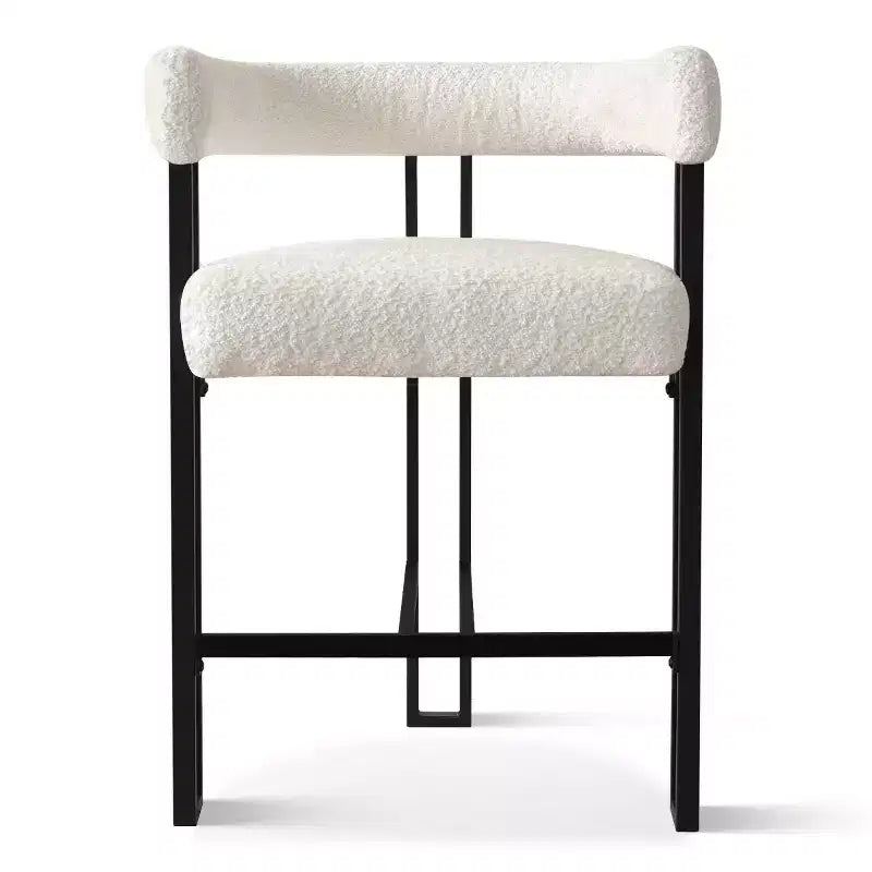 Lot de 8 tabourets de bar rembourrés modernes à hauteur de comptoir, tabourets de comptoir Bouclé avec pieds en métal, chaises d'îlot de cuisine de 61 cm de hauteur d'assise - Panipeachy