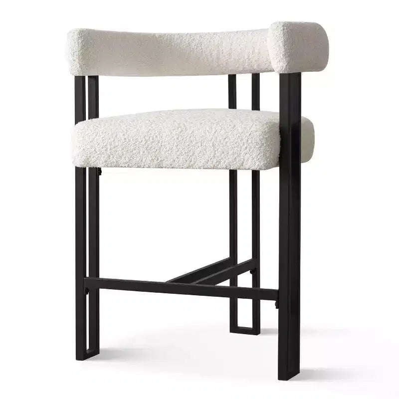 Lot de 8 tabourets de bar rembourrés modernes à hauteur de comptoir, tabourets de comptoir Bouclé avec pieds en métal, chaises d'îlot de cuisine de 61 cm de hauteur d'assise - Panipeachy