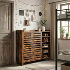 Karl Home Armoire à chaussures 2 portes avec 5 étagères ouvertes et dosseret de 45,67 po de largeur