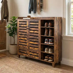 Karl Home Armoire à chaussures 2 portes avec 5 étagères ouvertes et dosseret de 45,67 po de largeur