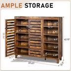 Karl Home Armoire à chaussures 2 portes avec 5 étagères ouvertes et dosseret de 45,67 po de largeur