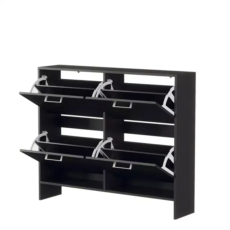 Meuble à chaussures Karl Home 42W avec 4 tiroirs basculants et poignées métalliques argentées