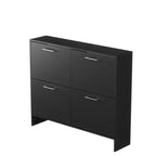 Meuble à chaussures Karl Home 42W avec 4 tiroirs basculants et poignées métalliques argentées