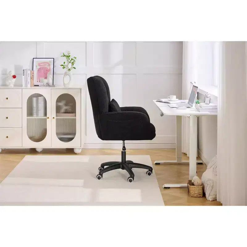 Chaise de bureau pivotante Teddy, fauteuil avec hauteur réglable, roulettes pour bureau, chambre - ModernLuxe