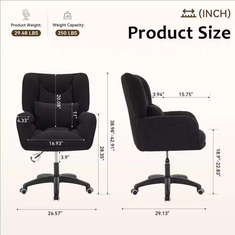 Chaise de bureau pivotante Teddy, fauteuil avec hauteur réglable, roulettes pour bureau, chambre - ModernLuxe
