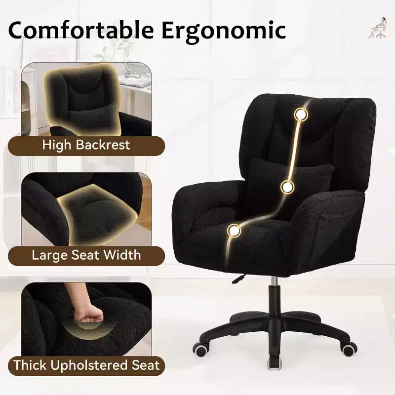Chaise de bureau pivotante Teddy, fauteuil avec hauteur réglable, roulettes pour bureau, chambre - ModernLuxe