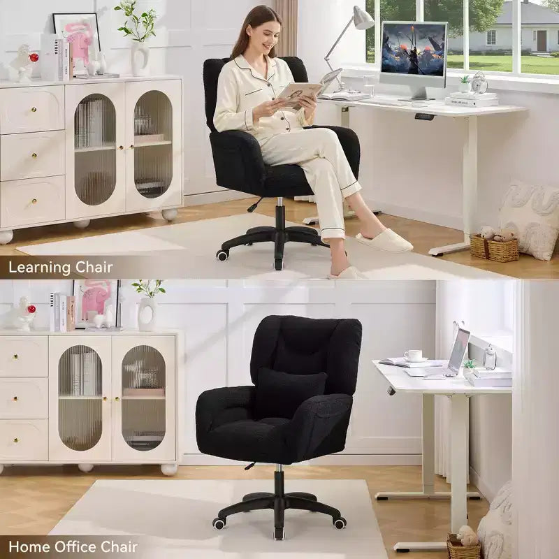 Chaise de bureau pivotante Teddy, fauteuil avec hauteur réglable, roulettes pour bureau, chambre - ModernLuxe