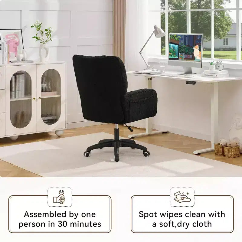 Chaise de bureau pivotante Teddy, fauteuil avec hauteur réglable, roulettes pour bureau, chambre - ModernLuxe