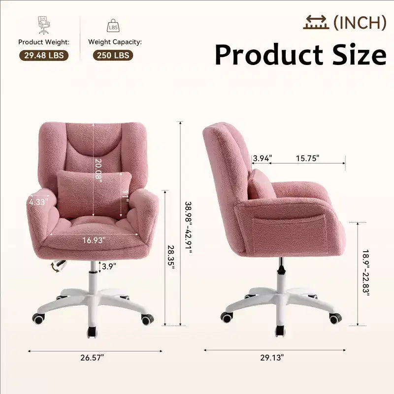 Chaise de bureau pivotante Teddy, fauteuil avec hauteur réglable, roulettes pour bureau, chambre - ModernLuxe