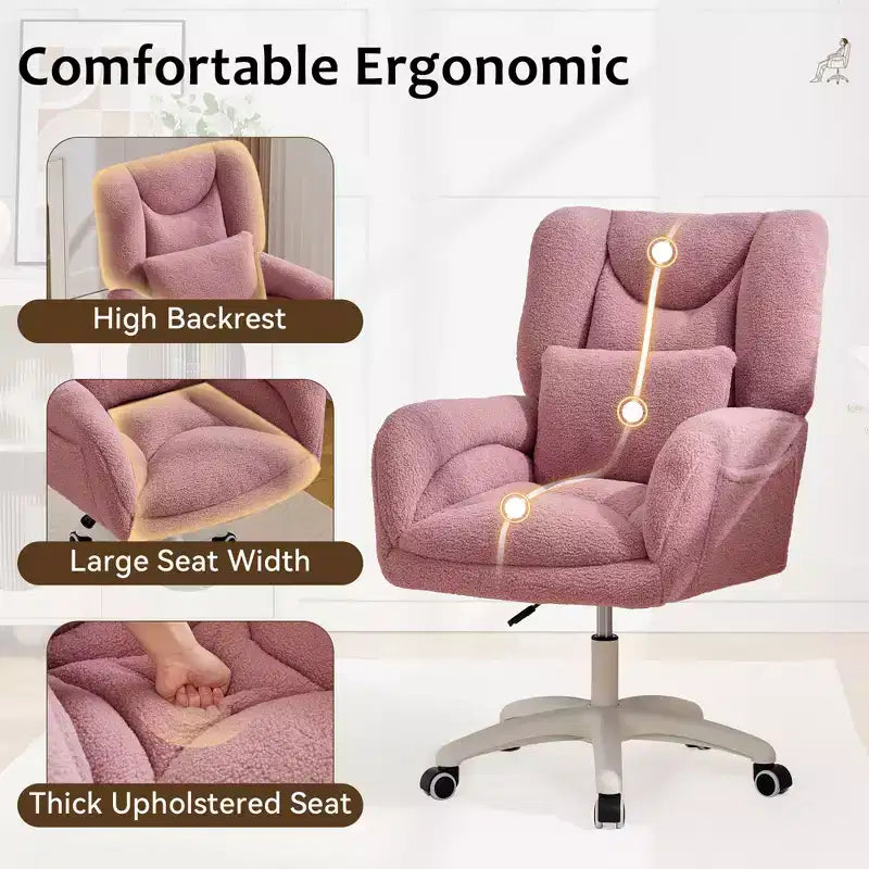 Chaise de bureau pivotante Teddy, fauteuil avec hauteur réglable, roulettes pour bureau, chambre - ModernLuxe