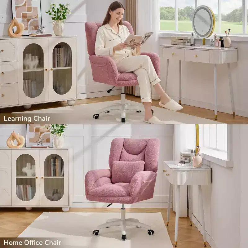 Chaise de bureau pivotante Teddy, fauteuil avec hauteur réglable, roulettes pour bureau, chambre - ModernLuxe