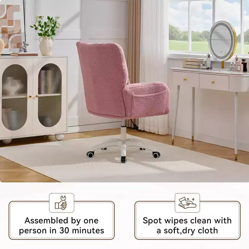 Chaise de bureau pivotante Teddy, fauteuil avec hauteur réglable, roulettes pour bureau, chambre - ModernLuxe